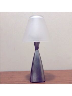 Crate & Barrel Tealight Table Lamp - Frosted White and Brushed Nickel